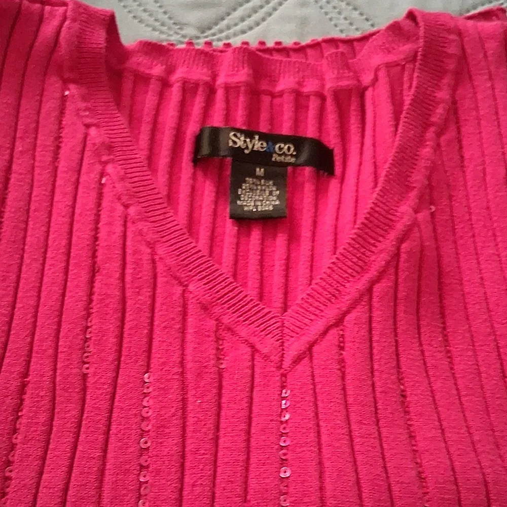 Style & Co. Women's Pink and Blue Sweater. - Picture 2 of 4